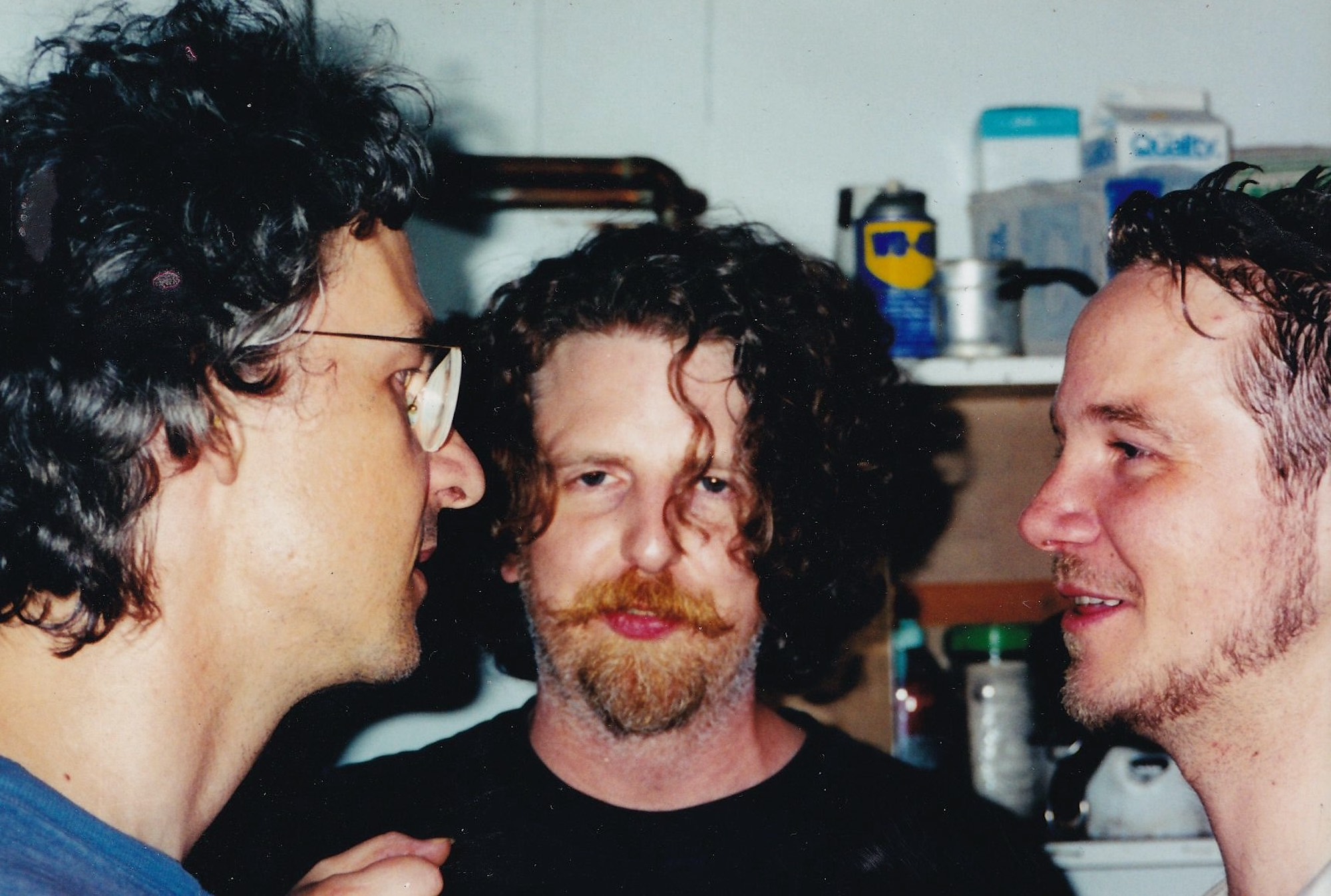 At center, Donald Miller (1958–2024), a mutual friend of Charles, Alan, and Dean, who passed away earlier this week. At left, Charles Curtis; at right, Dean Roberts. Photo taken in 1999.