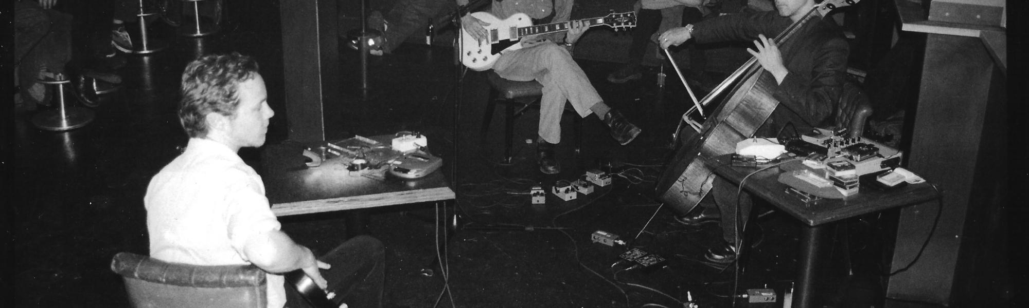 Dean Roberts, Alan Licht, and Charles Curtis perform during their 1999 tour. Photo by Thomas Ankersmit.