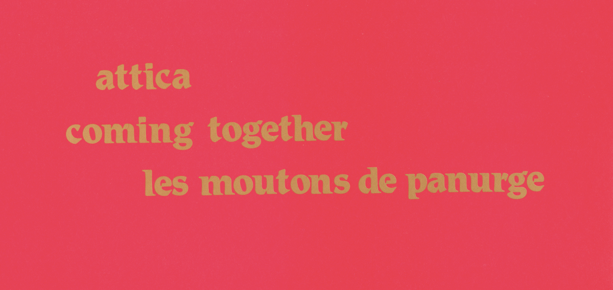  Front cover of Frederic Rzewski’s Attica / Coming Together / Les Moutons De Panurge (detail), 1974.